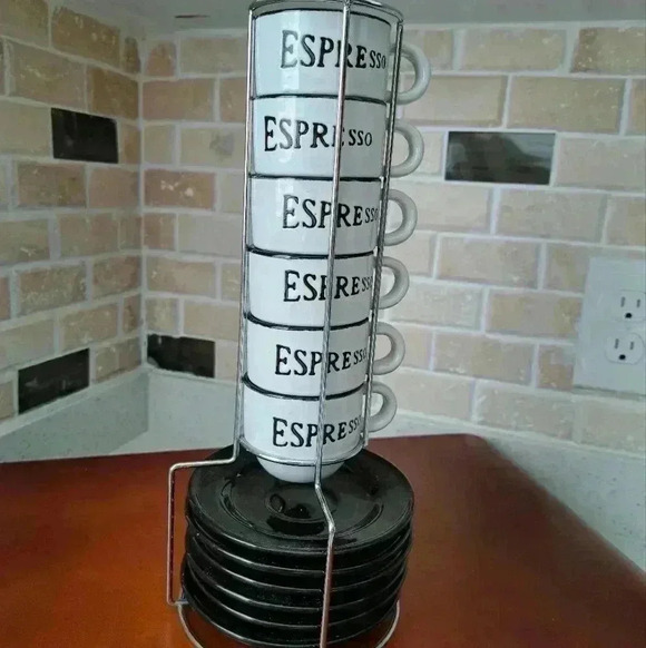 Source Unknown Other - Cups  ESPRESSO  AND SAUCER 6 OF THEM WITH HOLDER